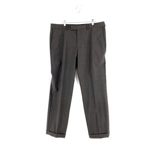 Hugo Boss Pasini Gray Flat Front Birdseye Wool‎ Mid Rise Dress Pants 29/33 Lined